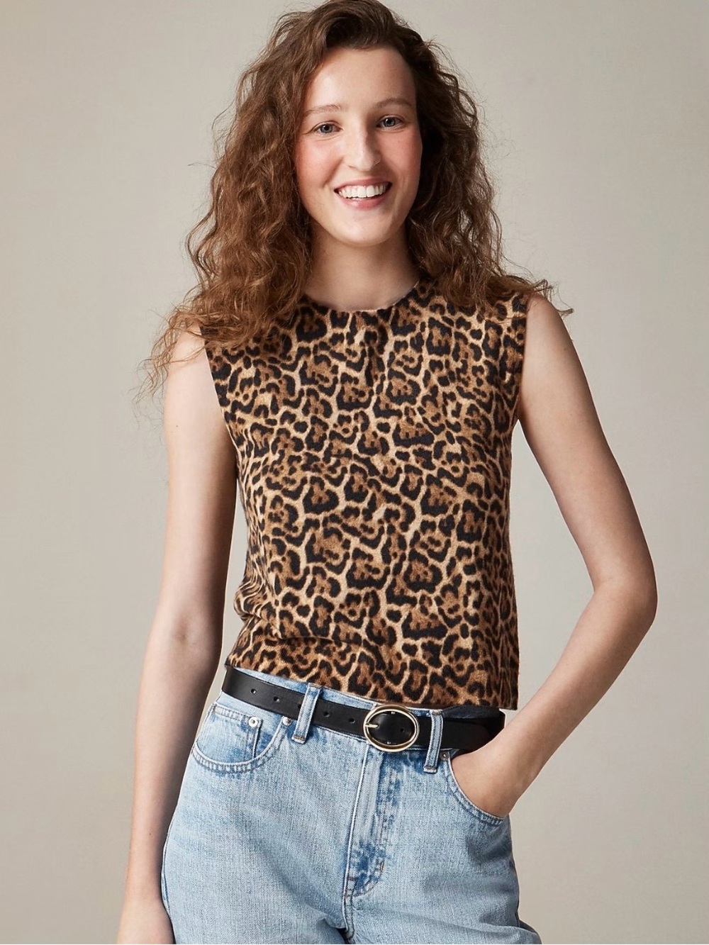 J.Crew Cashmere Leopard-Print Shell